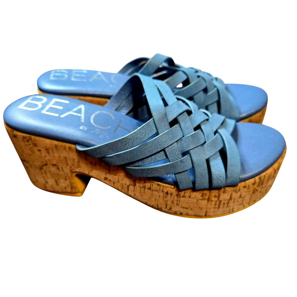 Beach 9 Blue Platform Sandal Open Toed Women's Shoe